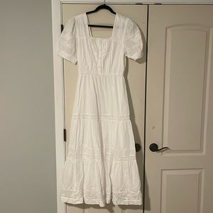 Loft - White Midi Balloon Sleeve Dress - Medium - New with tags!!